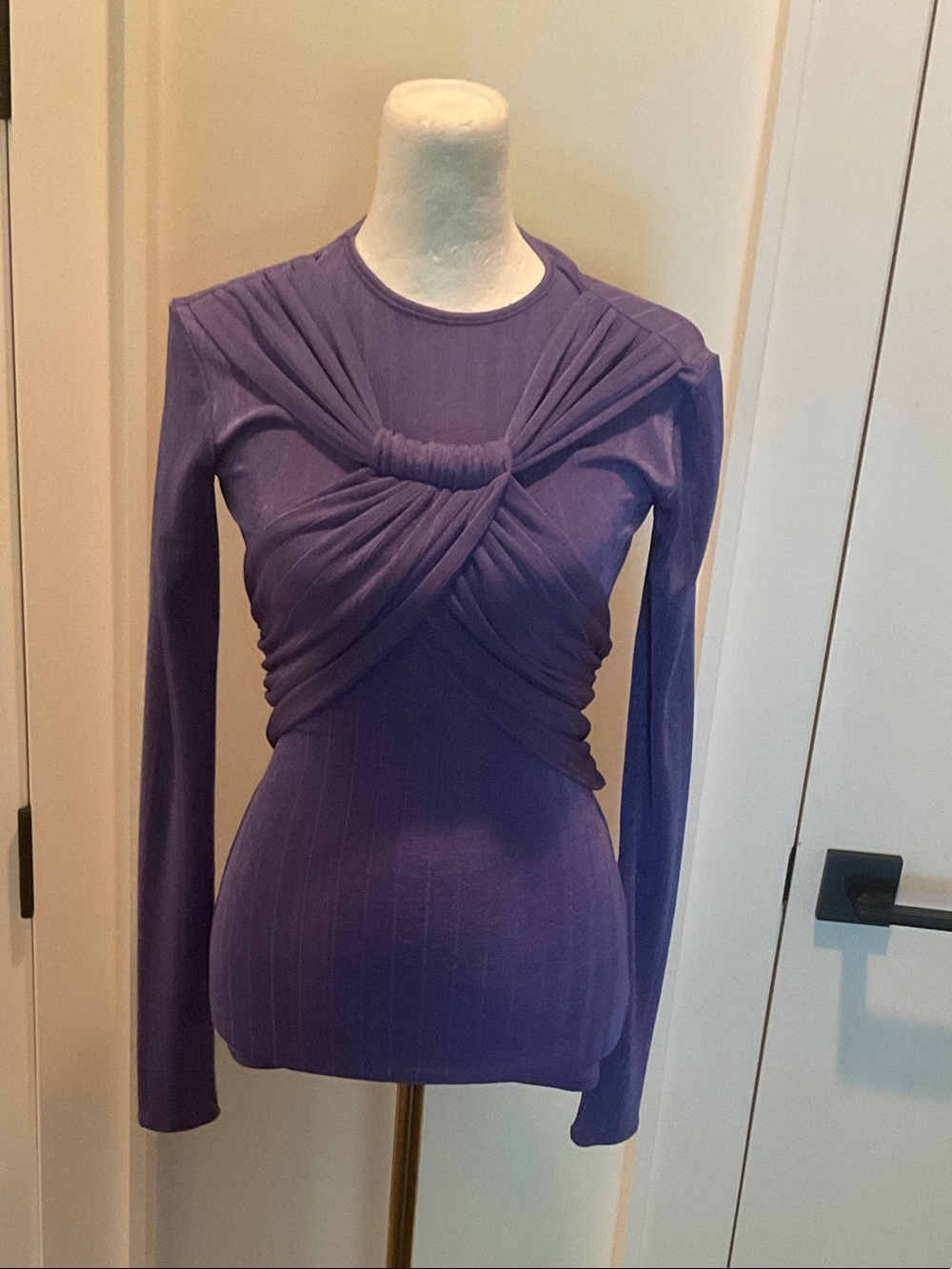 Twist-Front Long Sleeve Top in Purple